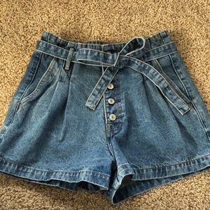 High Waisted Button-Up Jean Shorts (Worn Once)